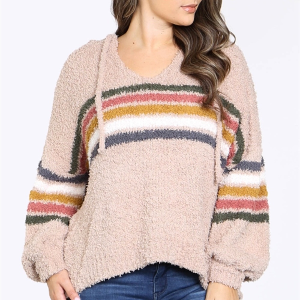 Taupe  Striped  Sweater